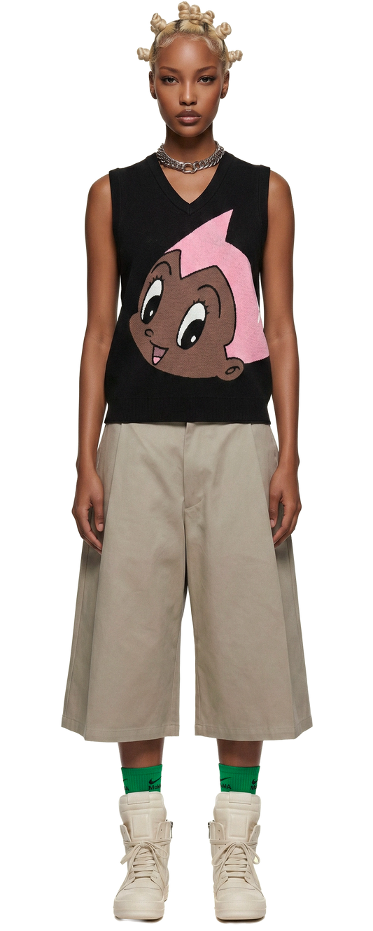 Black Astro Boy Knit Vest (Pink/Black)