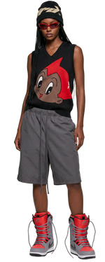 Black Astro Boy Knit Vest (Red/Black)