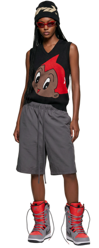 Black Astro Boy Knit Vest (Red/Black)
