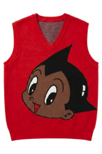 Black Astro Boy Knit Vest (Black/Red)