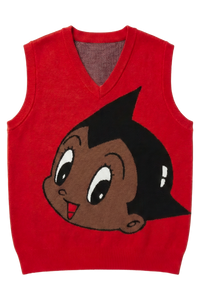 Black Astro Boy Knit Vest (Black/Red)