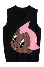 Black Astro Boy Knit Vest (Pink/Black)