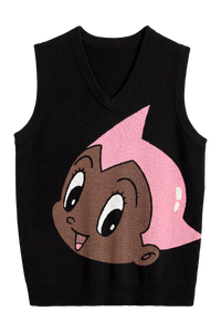 Black Astro Boy Knit Vest (Pink/Black)