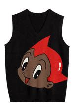 Black Astro Boy Knit Vest (Red/Black)