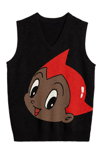 Black Astro Boy Knit Vest (Red/Black)